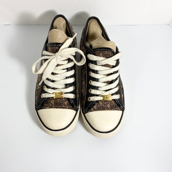Michael Kors MK logo Leather & Jacquard Cap Toe City Sneaker - Picture 8 of 10